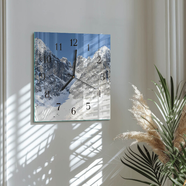 Wanduhr aus glas Berge Winter