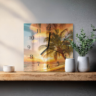 Wanduhr aus glas Sonnenuntergang