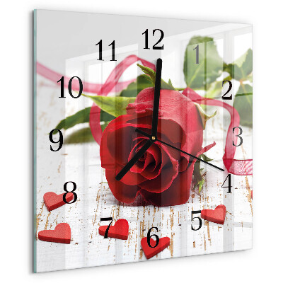 Wanduhr aus glas Rose