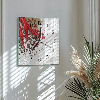 Wanduhr aus glas Rote Paprika