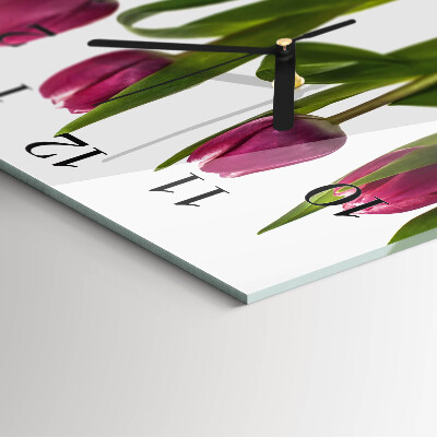 Wanduhr aus glas Tulpen