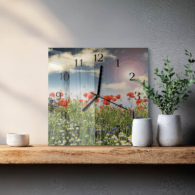 Wanduhr aus glas Wiese
