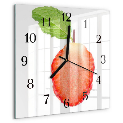 Wanduhr aus glas Erdbeere