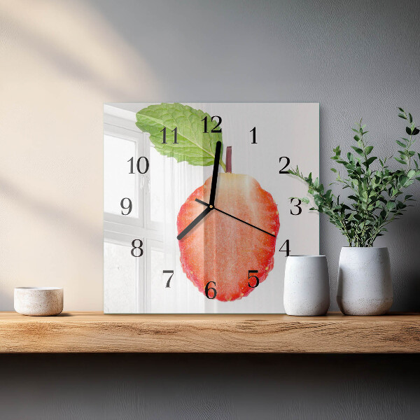 Wanduhr aus glas Erdbeere