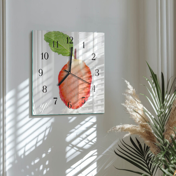 Wanduhr aus glas Erdbeere