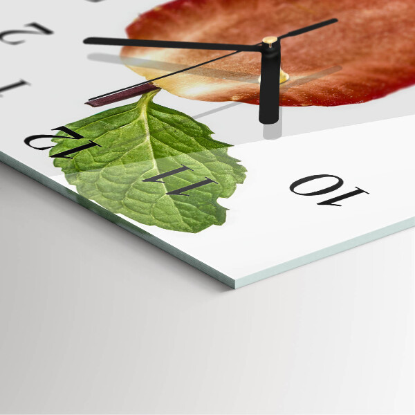 Wanduhr aus glas Erdbeere
