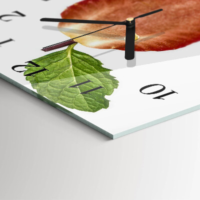 Wanduhr aus glas Erdbeere