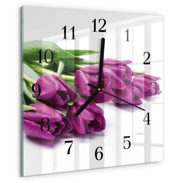 Wanduhr aus glas Tulpen