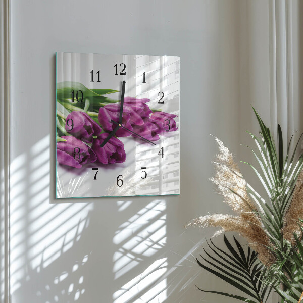 Wanduhr aus glas Tulpen