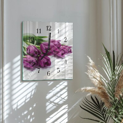 Wanduhr aus glas Tulpen