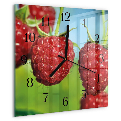 Wanduhr aus glas Himbeeren