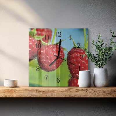 Wanduhr aus glas Himbeeren