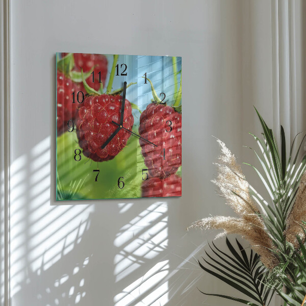 Wanduhr aus glas Himbeeren