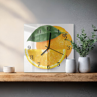 Wanduhr aus glas Orangen