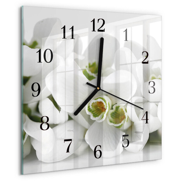 Wanduhr aus glas Blumen