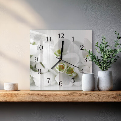 Wanduhr aus glas Blumen