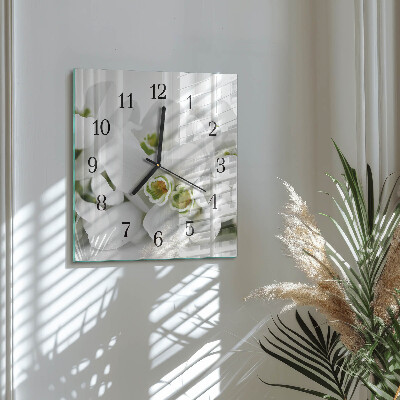 Wanduhr aus glas Blumen