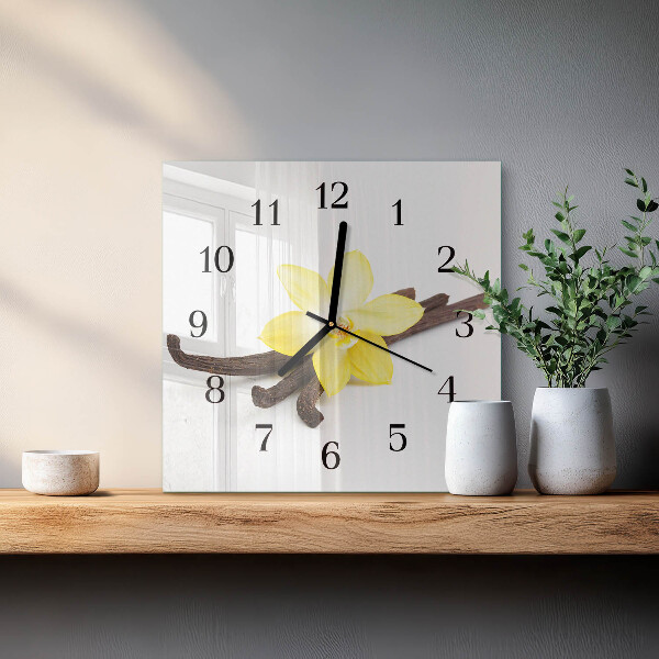 Wanduhr aus glas Vanilleorchidee