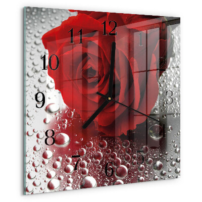 Wanduhr aus glas Rose