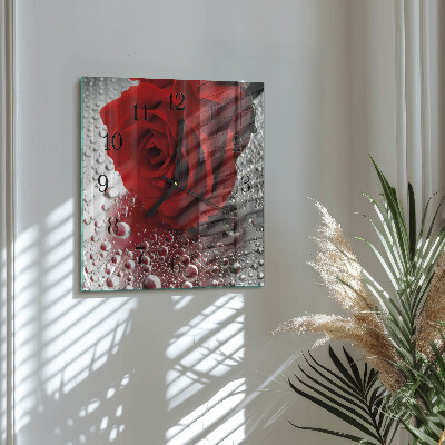 Wanduhr aus glas Rose