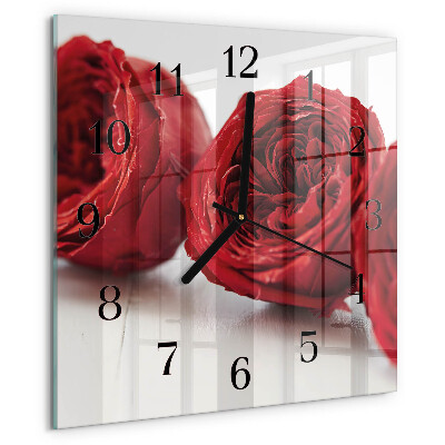Wanduhr aus glas Blumen