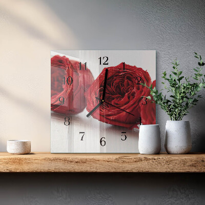 Wanduhr aus glas Blumen