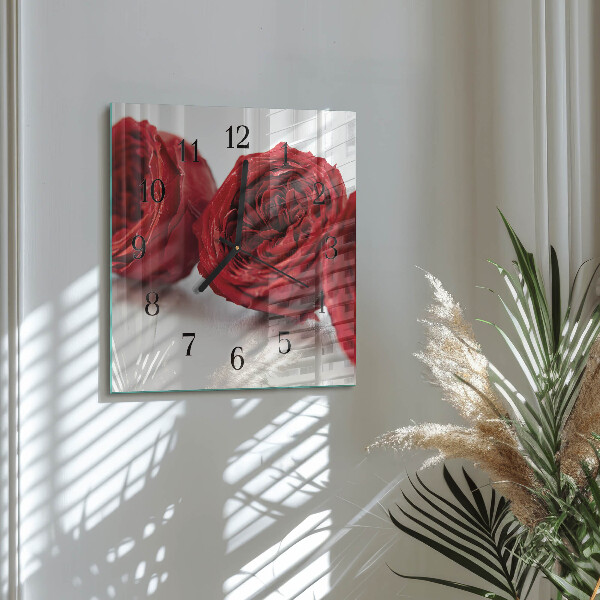 Wanduhr aus glas Blumen