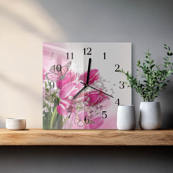 Wanduhr aus glas Schmetterling