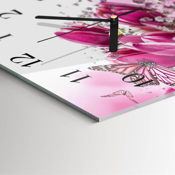 Wanduhr aus glas Schmetterling