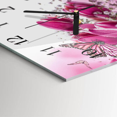 Wanduhr aus glas Schmetterling
