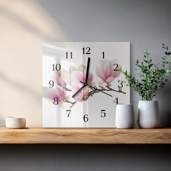 Wanduhr aus glas Magnolie