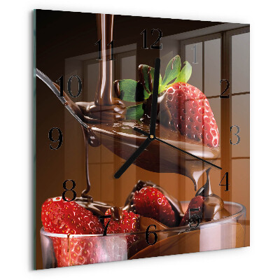 Wanduhr aus glas Schokoladen-Erdbeeren