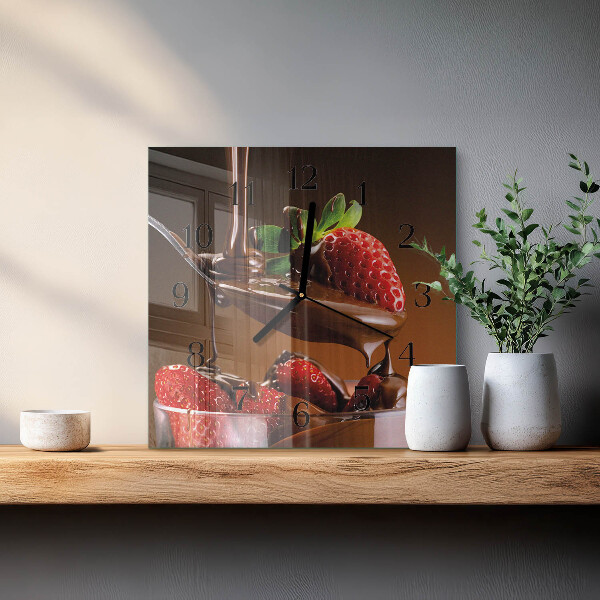 Wanduhr aus glas Schokoladen-Erdbeeren