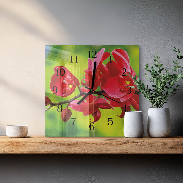 Wanduhr aus glas Orchidee