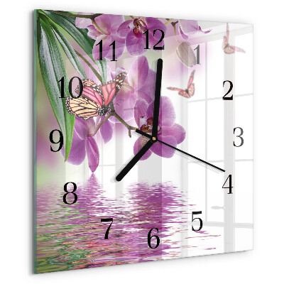 Wanduhr aus glas Schmetterlinge