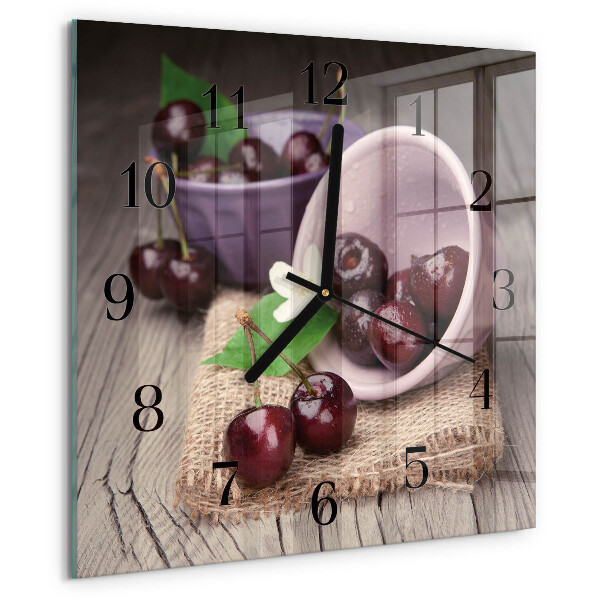 Wanduhr aus glas Burgunderkirschen
