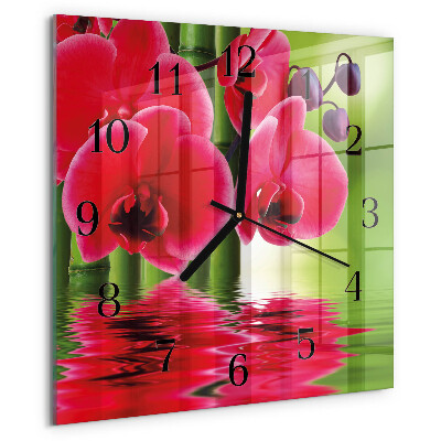 Wanduhr aus glas Orchidee