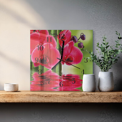 Wanduhr aus glas Orchidee
