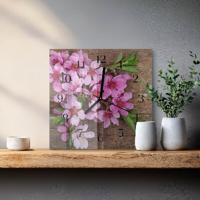 Wanduhr aus glas Blumen