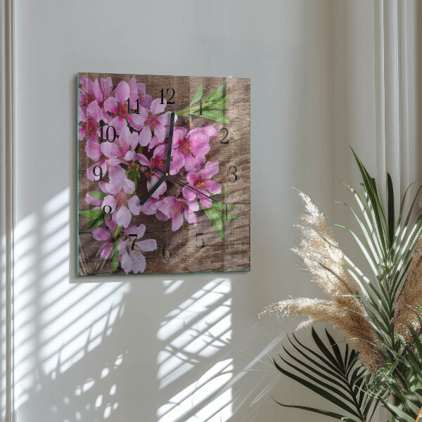 Wanduhr aus glas Blumen