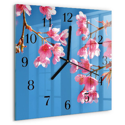 Wanduhr aus glas Blumen