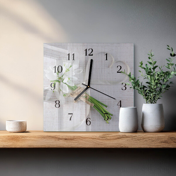 Wanduhr aus glas Blumenstrauß