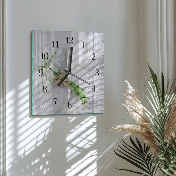 Wanduhr aus glas Blumenstrauß
