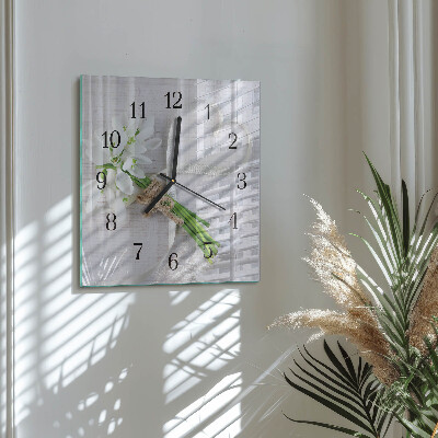 Wanduhr aus glas Blumenstrauß