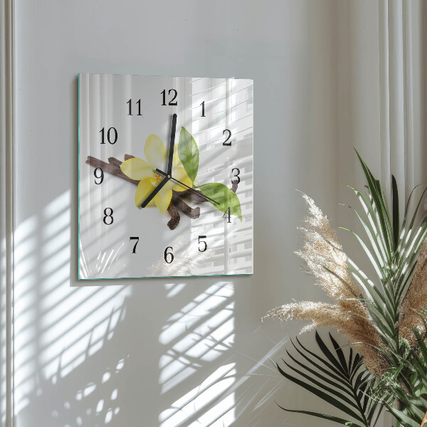 Wanduhr aus glas Vanilleorchidee