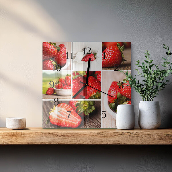Wanduhr aus glas Erdbeeren