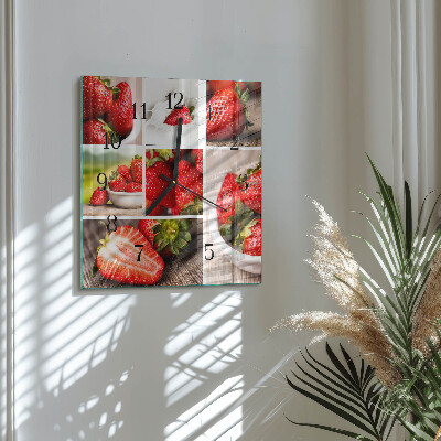 Wanduhr aus glas Erdbeeren