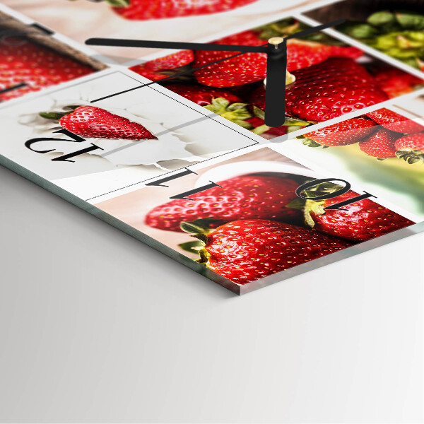 Wanduhr aus glas Erdbeeren