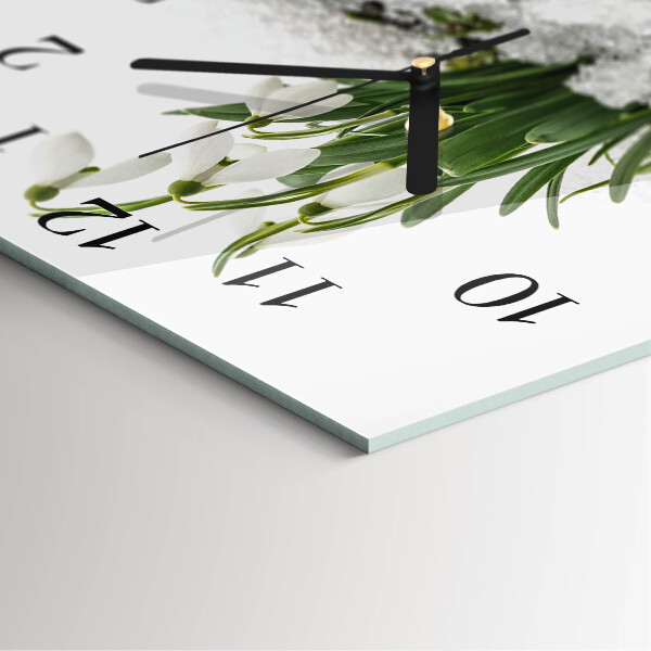 Wanduhr aus glas Schneeglöckchen