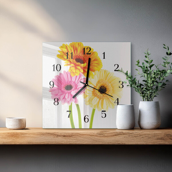 Wanduhr aus glas Blumen